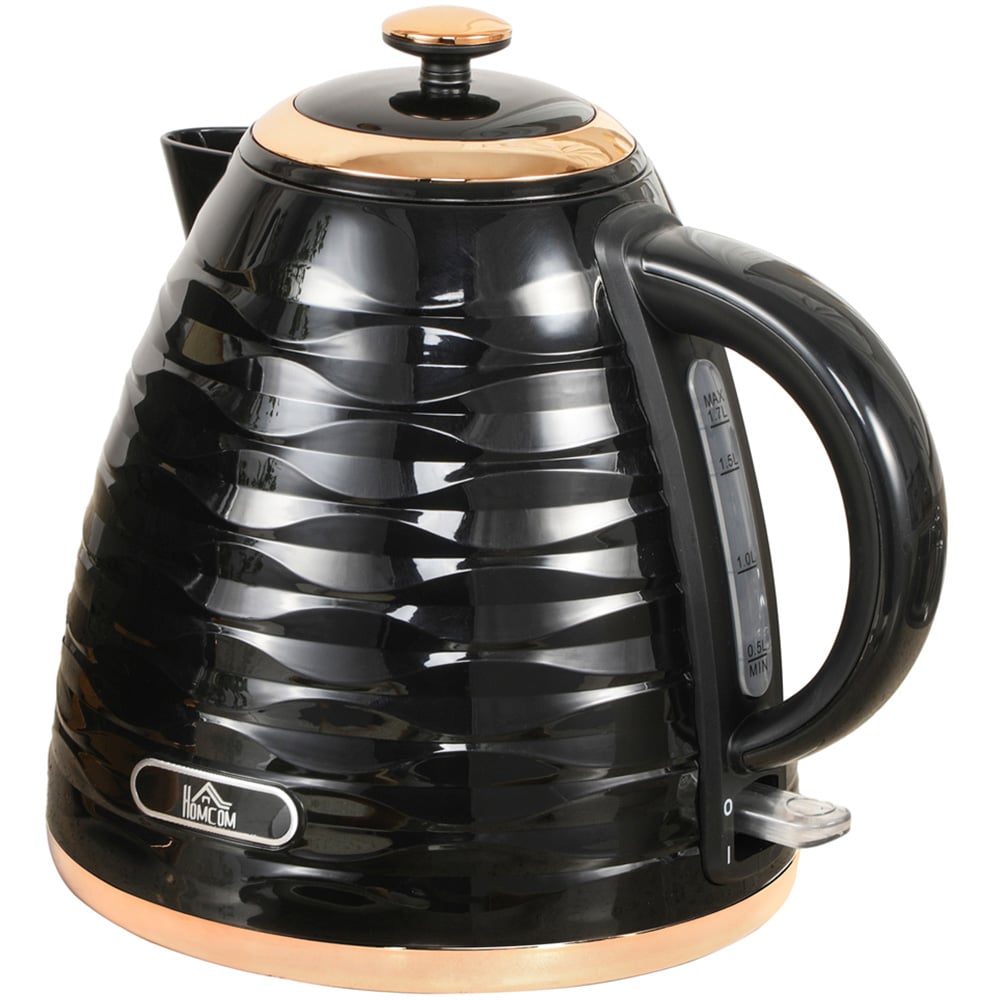 HOMCOM 800-207V70BK Black Ripple 1.7L Electric Kettle 3kW Image 1