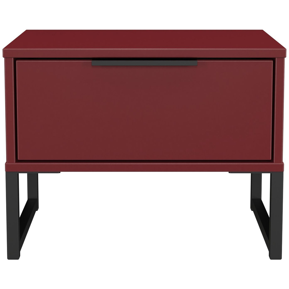 Crowndale Hong Kong Single Drawer Red Matt Side Table Ready Assembled Image 3