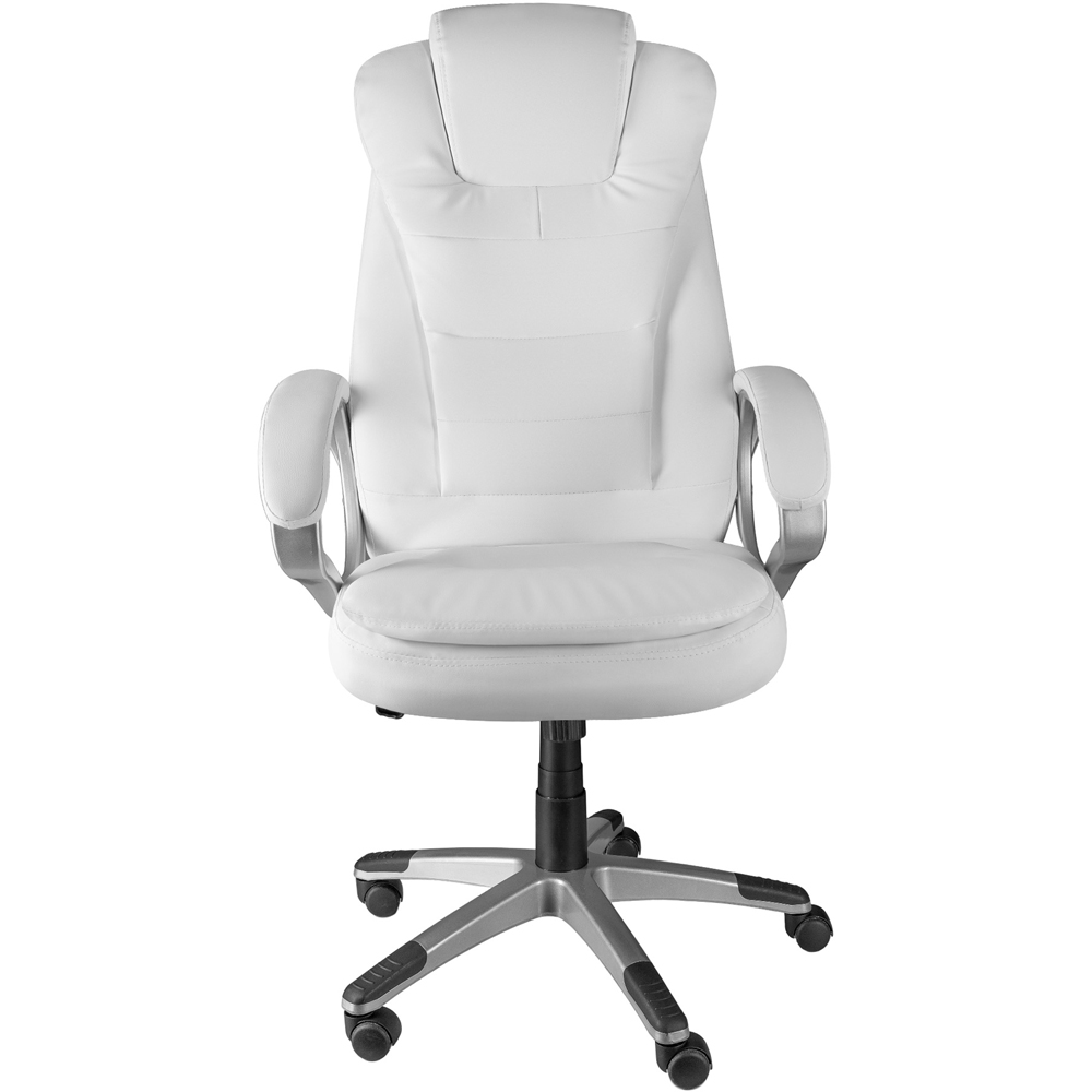 tectake Zulu White Office Chair with Padded Armrest Image 3