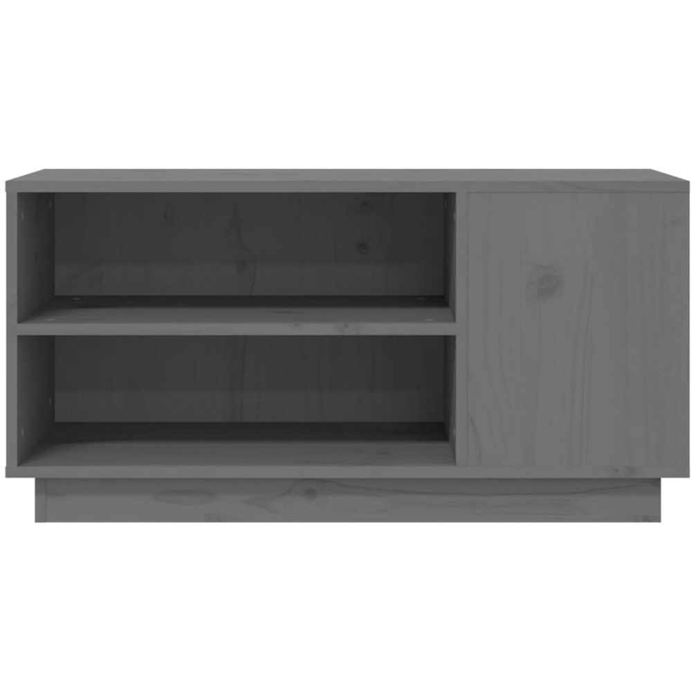 vidaXL 4 Shelf Grey Solid Pine TV Cabinet Image 3
