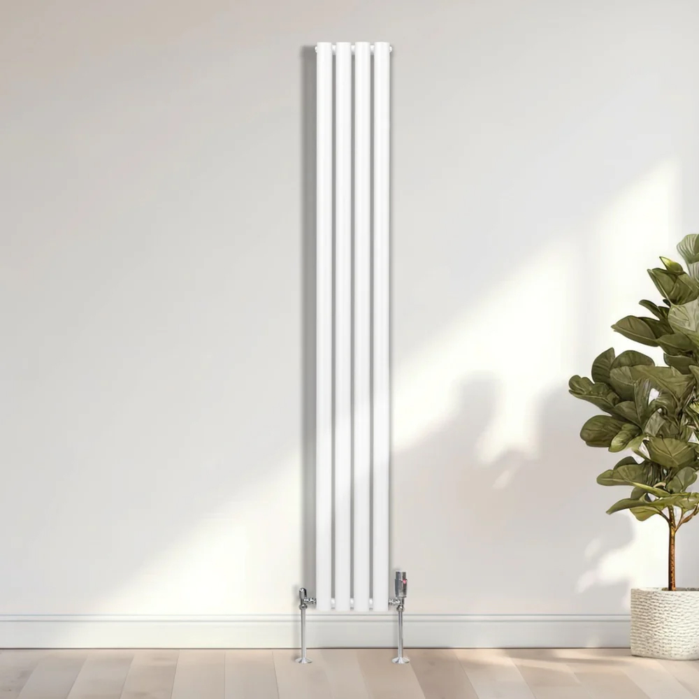 Monster Shop 3211BTU White Oval Column Radiator and Valves 1800 x 240mm Image 2
