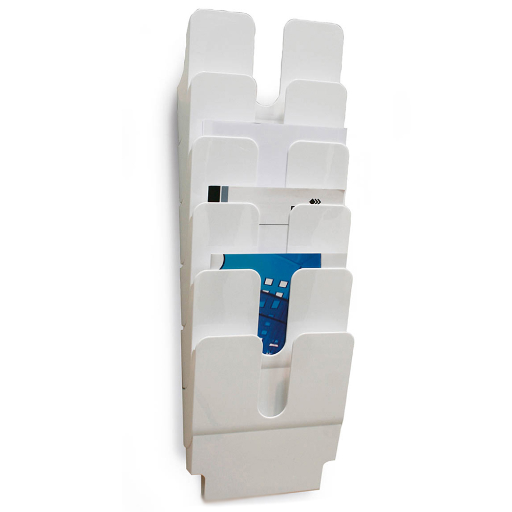 Durable Flexiplus White 6 Wall Mounted Portrait Literature Tray A4 Image 1