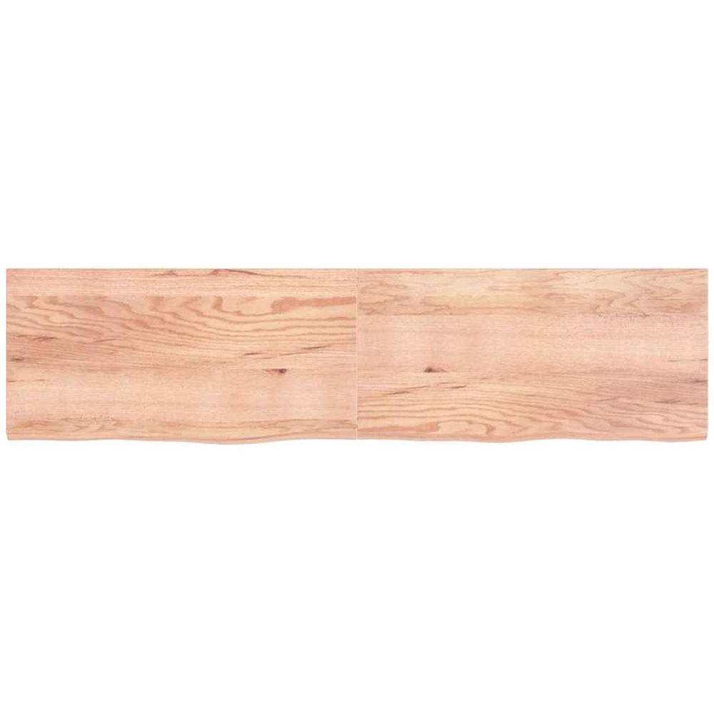 vidaXL 200cm Light Brown Treated Solid Oak Wood Floating Wall Shelf Image 2
