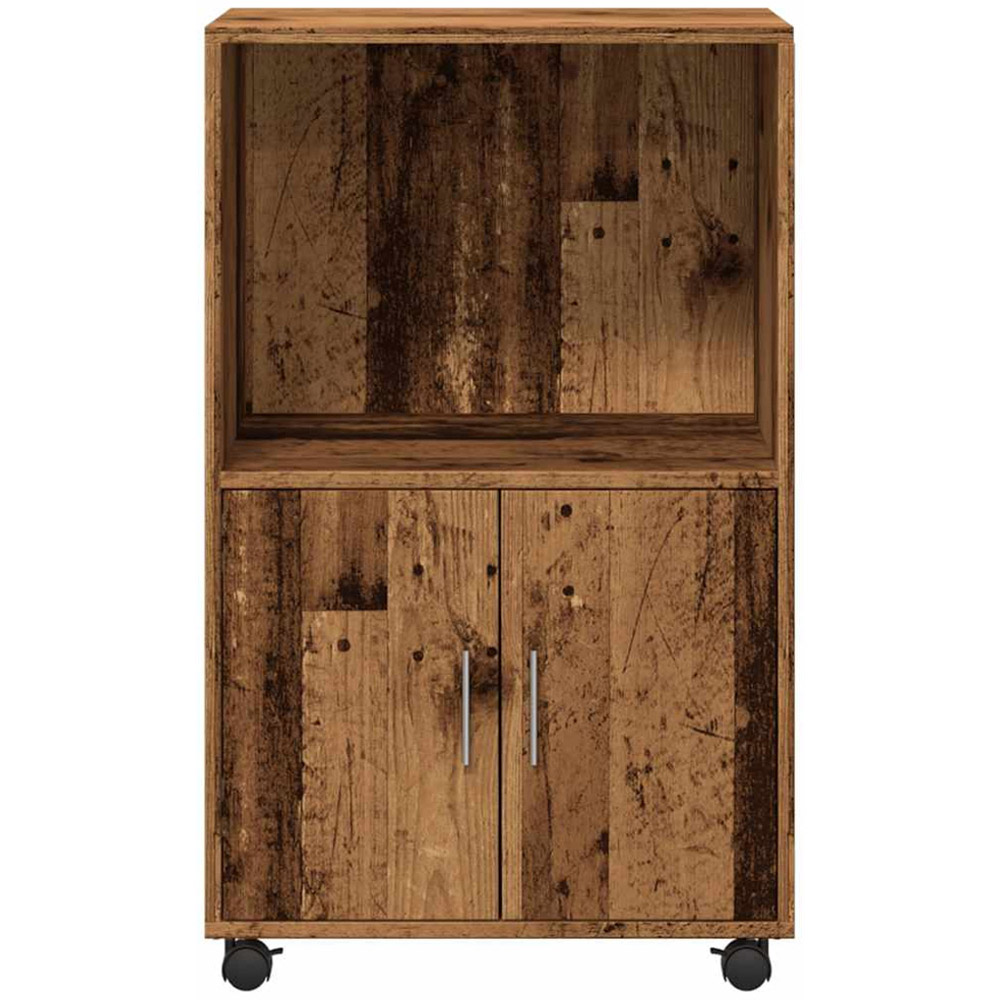 vidaXL 2 Door Single Open Shelf Old Wood Rolling Storage Cabinet Image 4