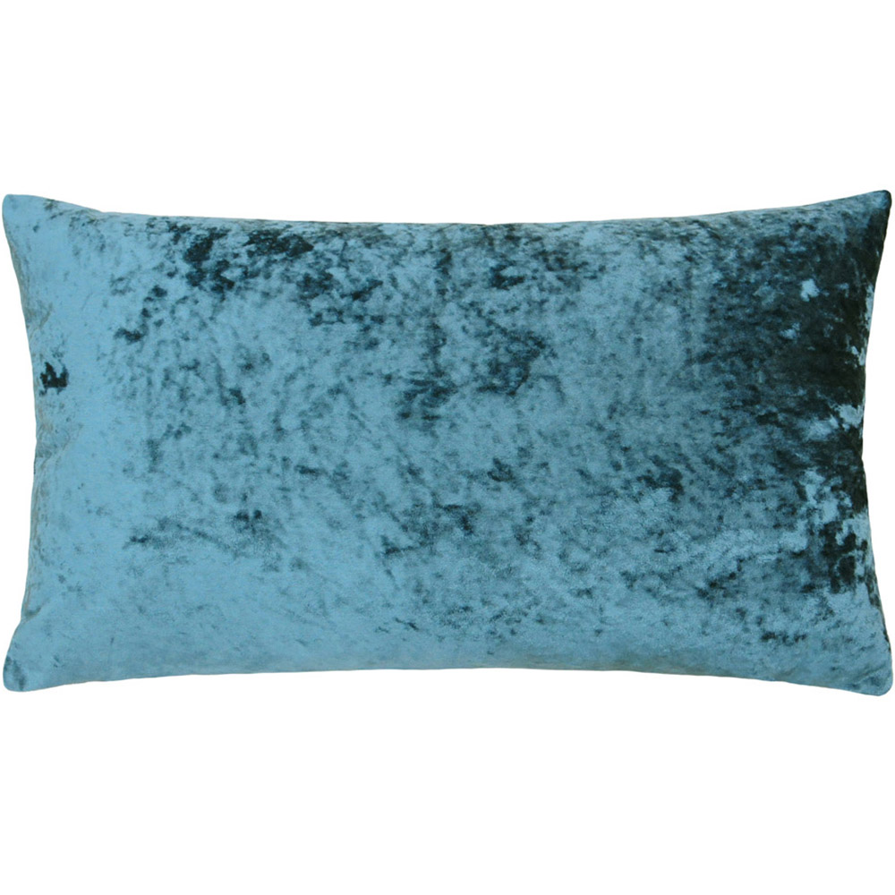 Paoletti Verona Teal Crushed Velvet Cushion Image 1