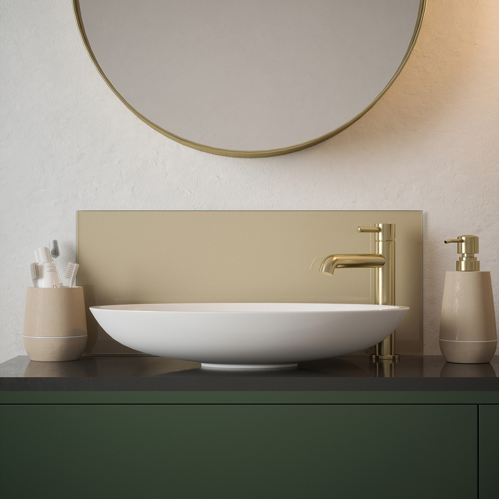 Light Gold Glass Bathroom Splashback 600 x 250 x 4mm Image 4