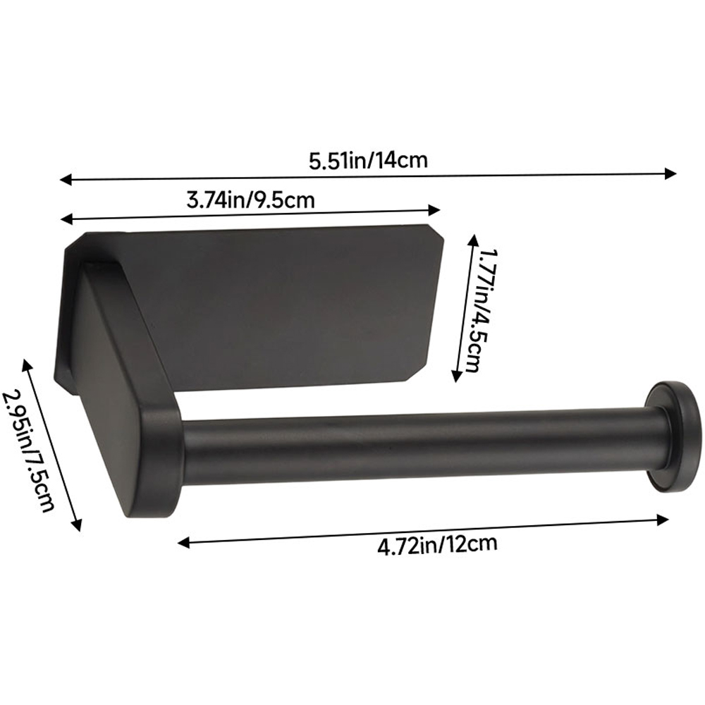 Living and Home Black Self-Adhesive Stainless Steel Toilet Roll Holder 14cm Image 8