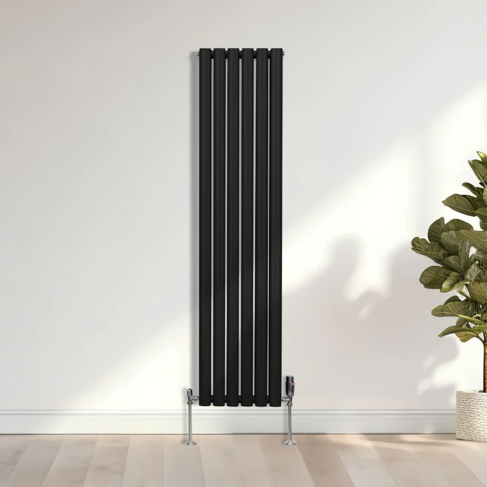 Monster Shop 4195BTU Black Oval Column Radiator and Valves 1600 x 360mm Image 2