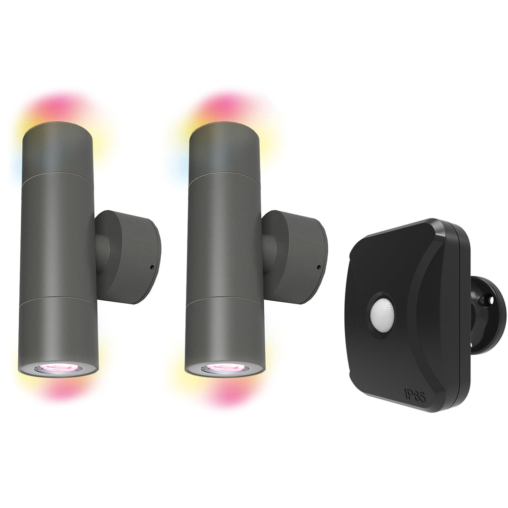 4lite Set of 2 Outdoor LED Wall Lights Black Image 1