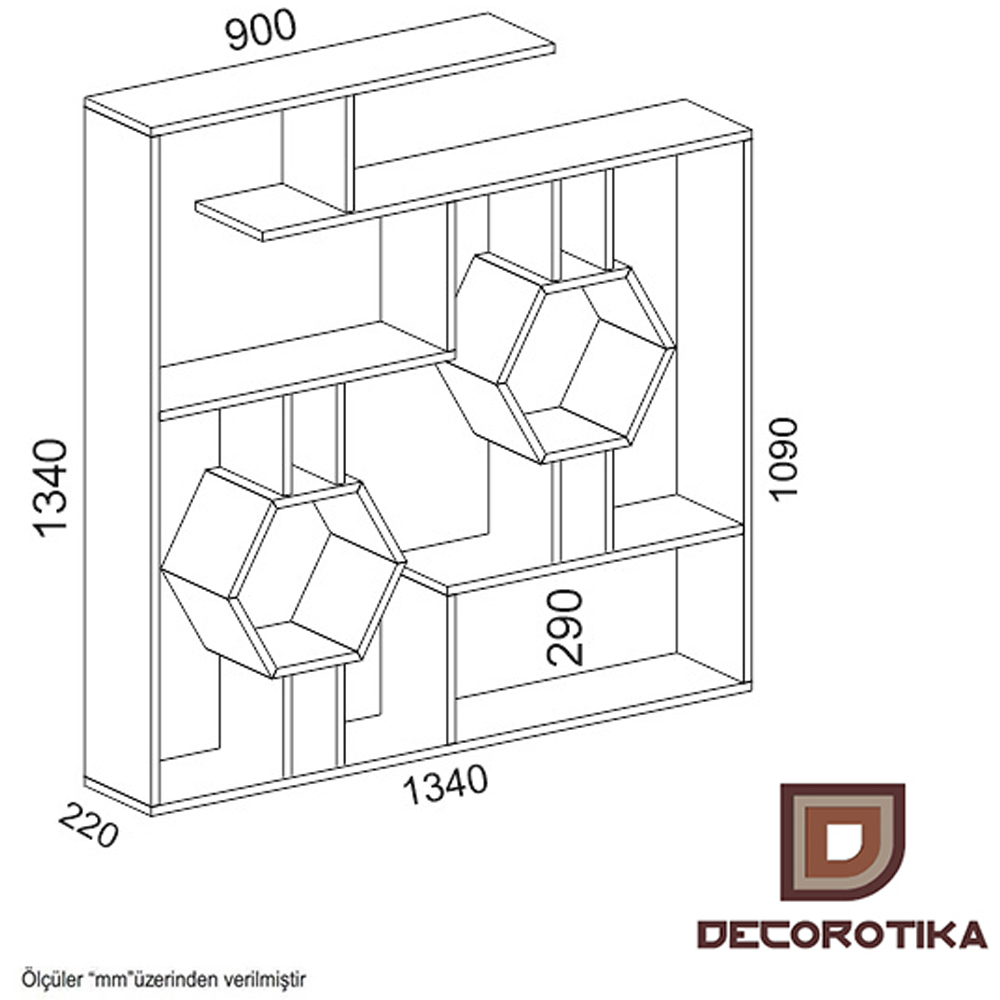 Decorotika Tamara 15 Shelf Red Geometric Bookcase Image 6
