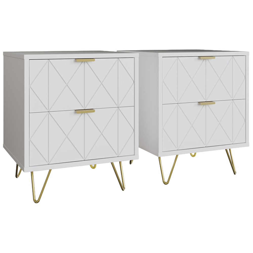 GFW Alora 2 Drawer White Bedside Table Set of 2 Image 2