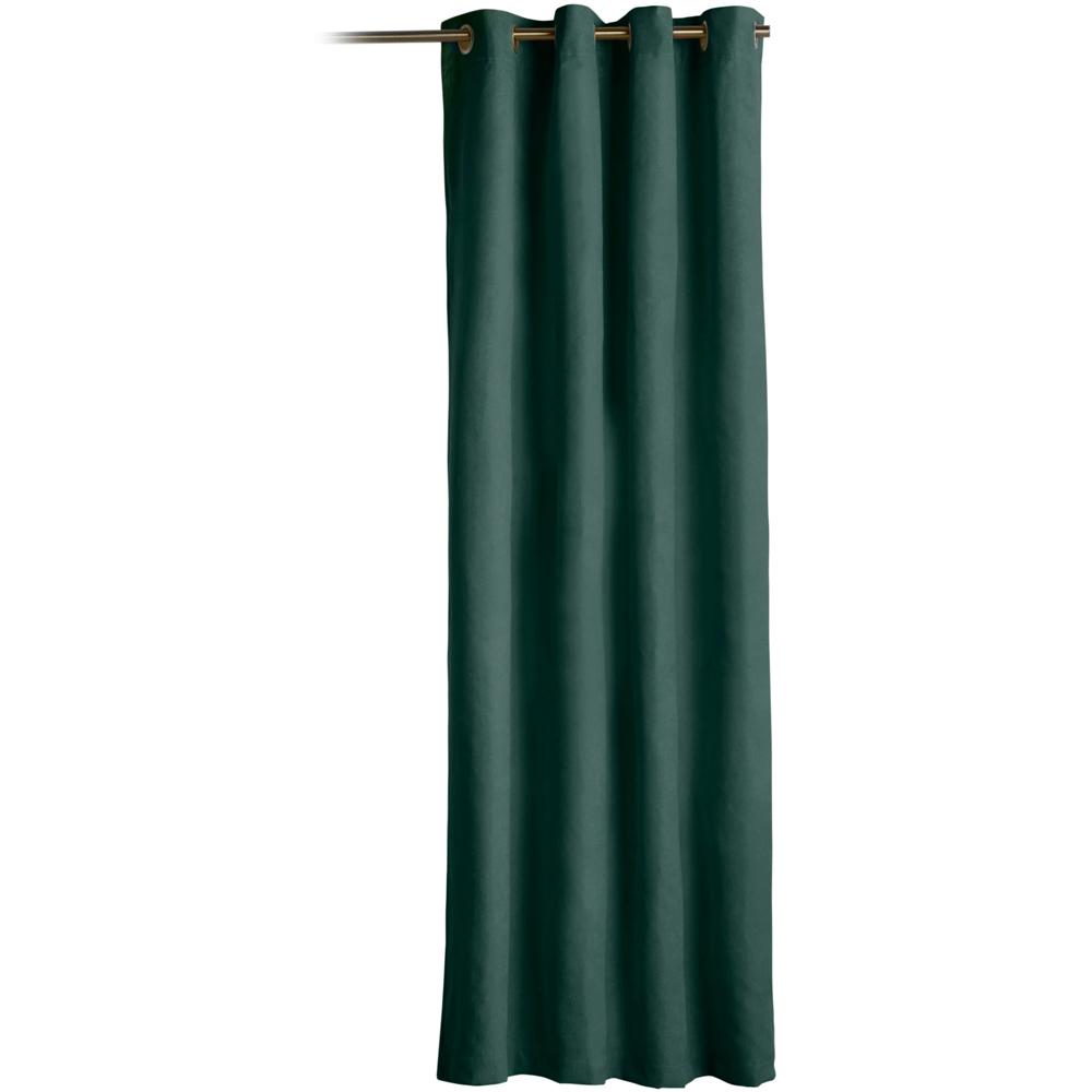 Alan Symonds Green Velvet Chenille Blackout Ring Top Eyelet Curtains 137 x 213cm Image 2