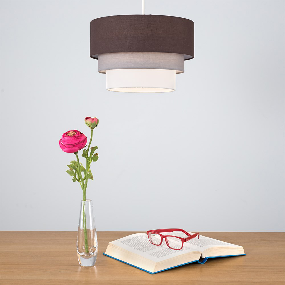 ValueLights Aztec 3 Tier Brown Fabric Ceiling Light Shade Image 2