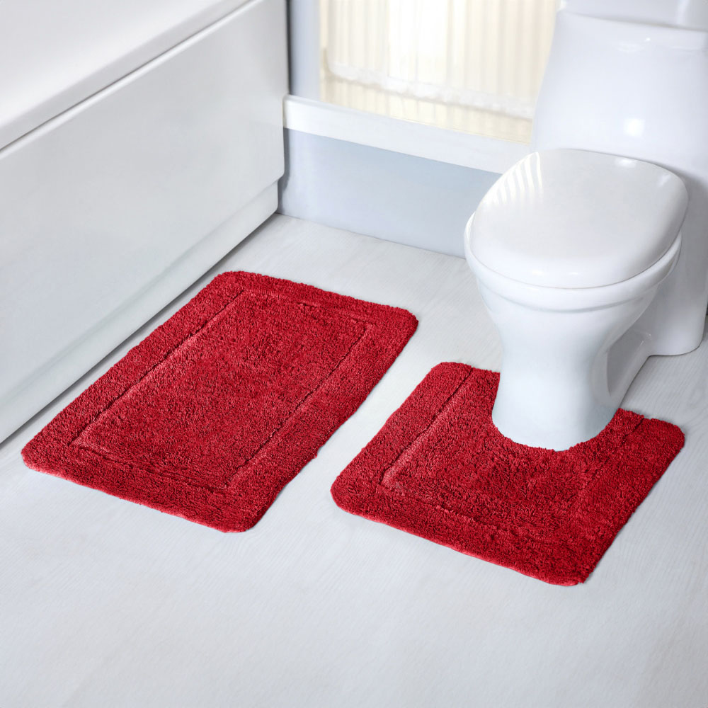 Mayfair Red Micro Fibre Bath Mat Set Image 2