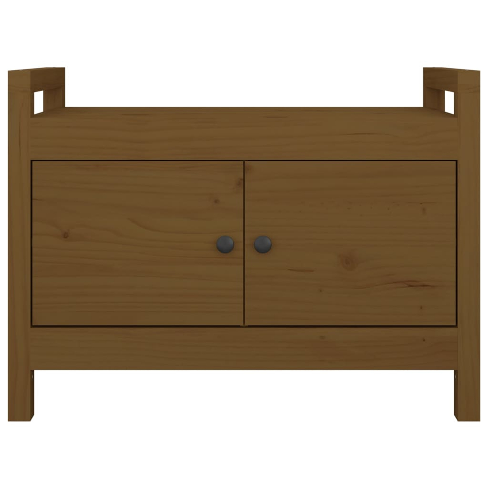 vidaXL 2 Door Honey Brown Solid Wood Pine Hall Bench Image 3