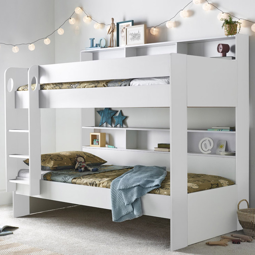 Oliver White Storage Bunk Bed with Orthopaedic Mattresses Image 1