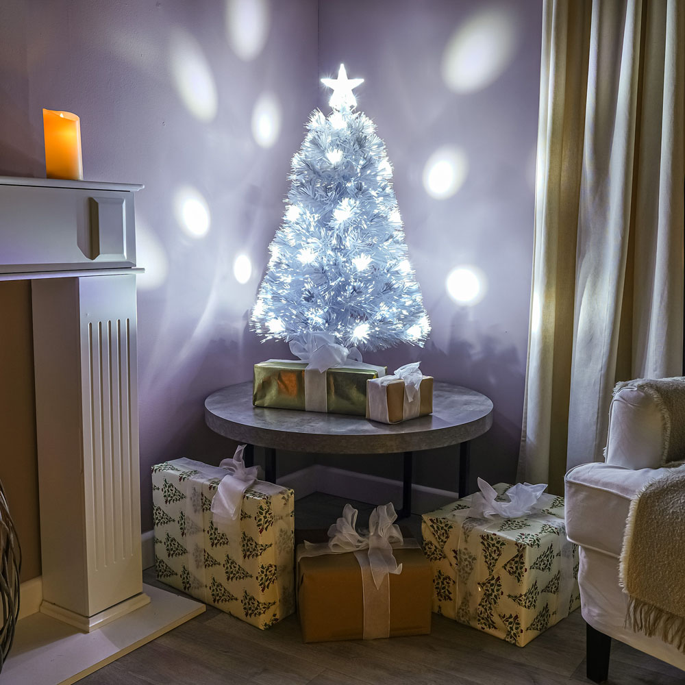 The Christmas Centre 14 Cool White LED White Fibre Optic Artificial Xmas Tree 2ft Image 2