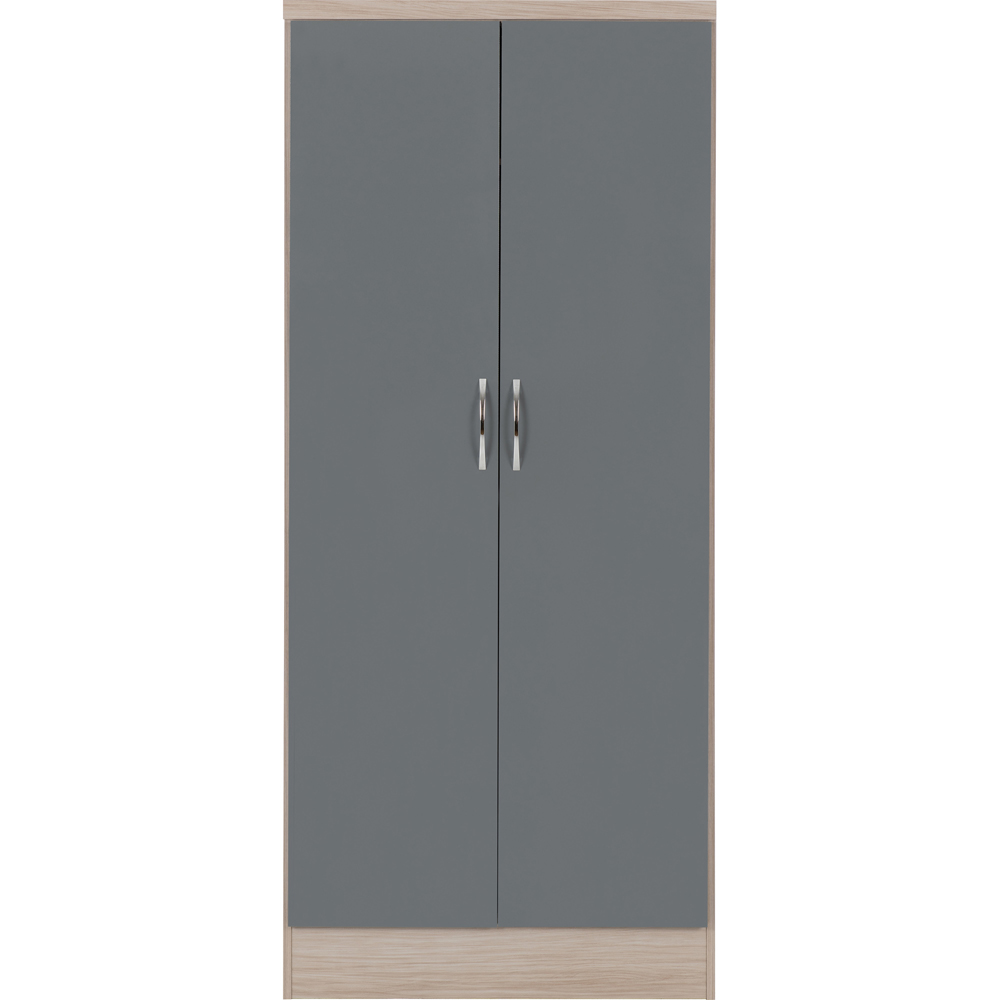 Seconique Nevada 2 Door Grey and Light Oak All Hanging Wardrobe Image 3