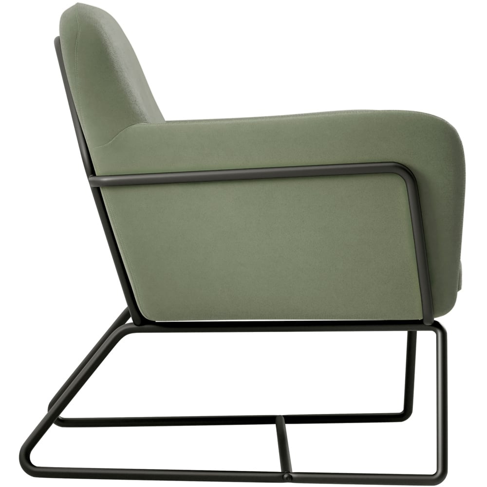 Charles Matte Black and Sage Velvet Armchair Image 4