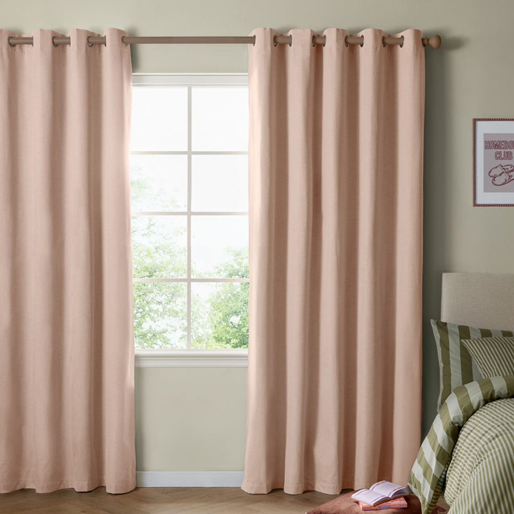 Furn The Ultimate Pink Textured Woven Blackout Eyelet Curtains 229 x 183cm Image 1