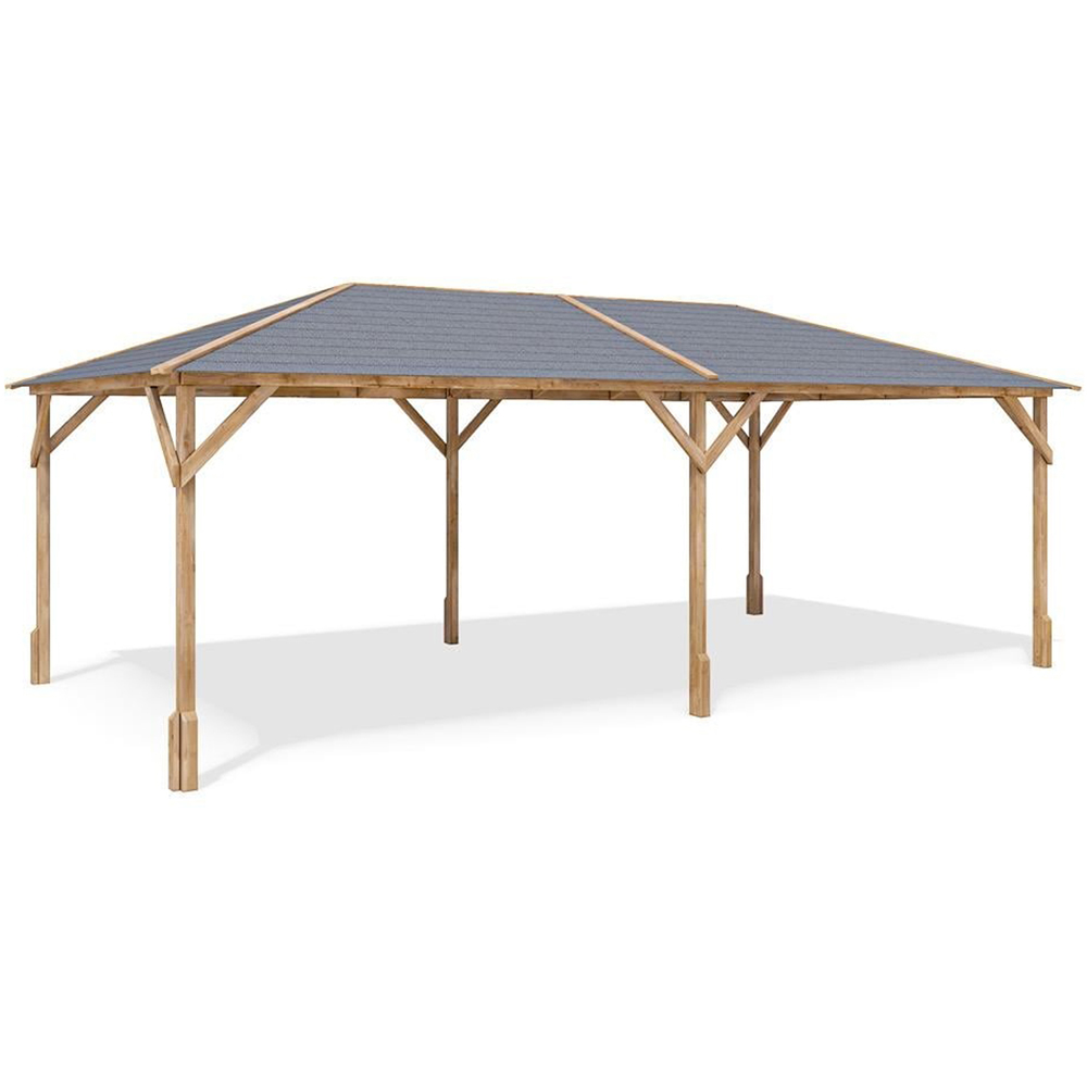 Dunster House Utopia 630 6 x 3m Brown Garden Gazebo with Roof Shingles Image 2