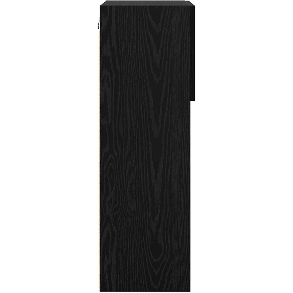 vidaXL Single Door 3 Shelf Black Oak Wide Wall Mounted LED TV Unit Set of 2 Image 7