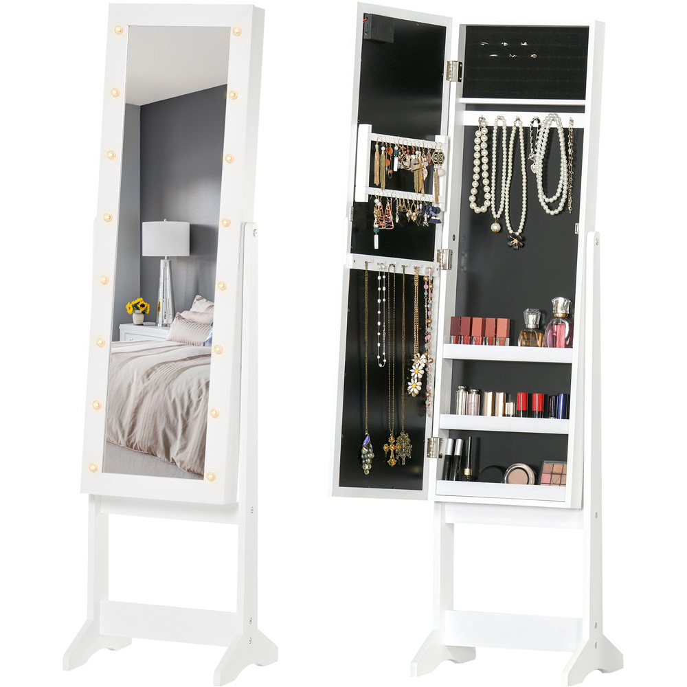 Portland Full Body Mirrored Jewellery Cabinet with Warm White LED Image 2