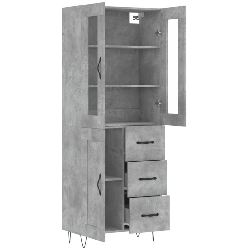 vidaXL 3 Door 3 Drawer Concrete Grey Highboard Image 4