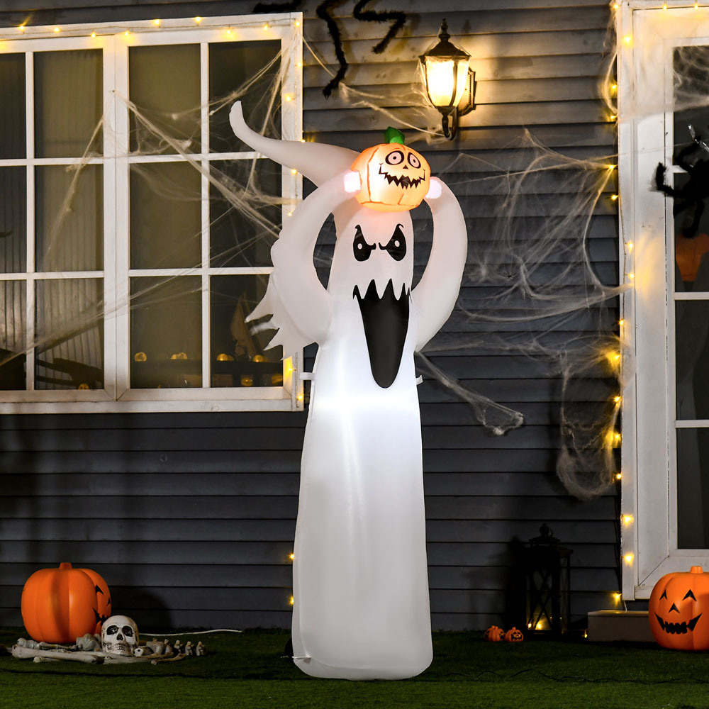 HOMCOM Halloween Inflatable Floating Ghost with Pumpkin 6ft Image 2