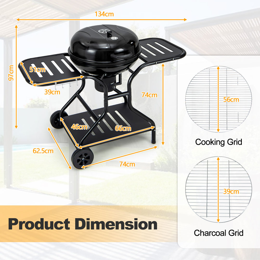 Costway Black Outdoor Barbecue Charcoal Grill Image 9
