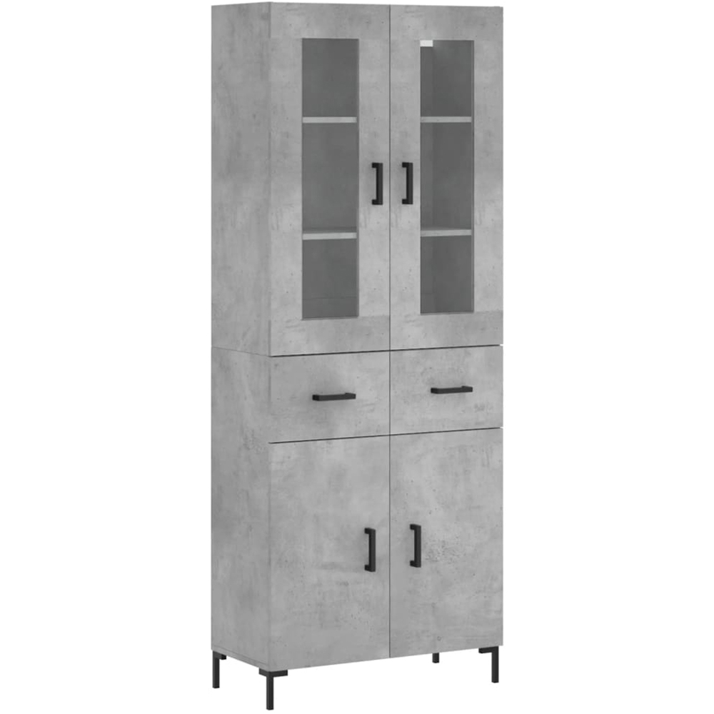 vidaXL 4 Door 2 Drawer Concrete Grey Highboard Image 2
