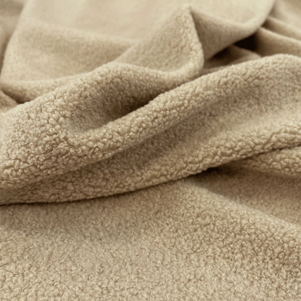 Desser Furniture Medium Round Latte Boucle Fabric Pouffe Image 5