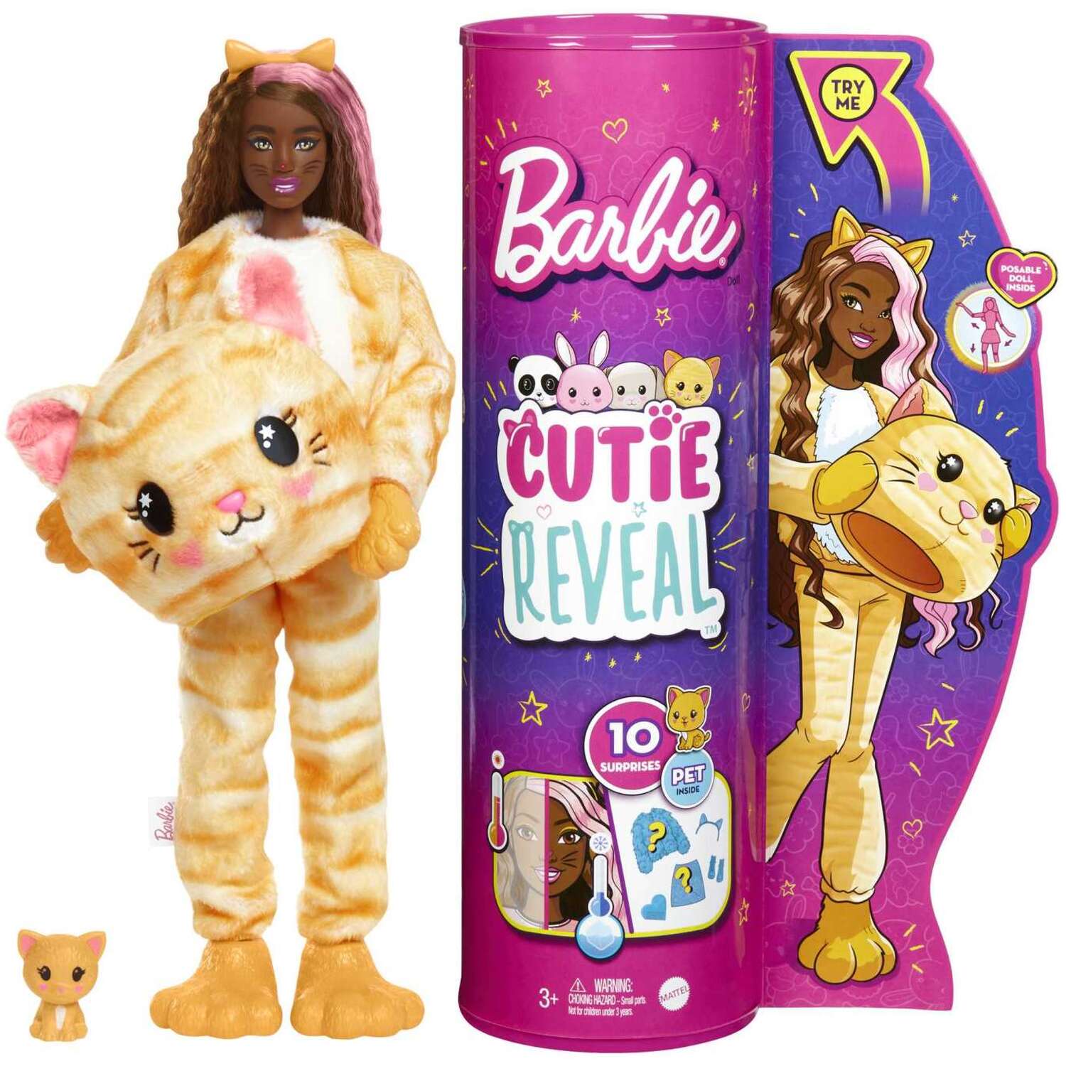 Barbie Cutie Reveal Cat Costume Doll - Pink Image 2