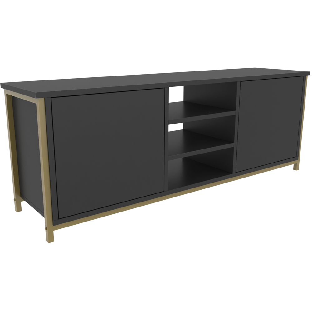 Decorotika Otis 2 Door 3 Shelf Gold and Anthracite TV Stand for 63 inch TV Image 2
