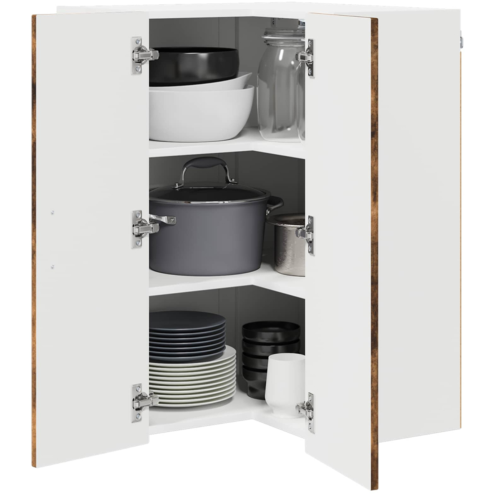 vidaXL 2 Door Smoked Oak Kitchen Wall Corner Cabinet Image 3