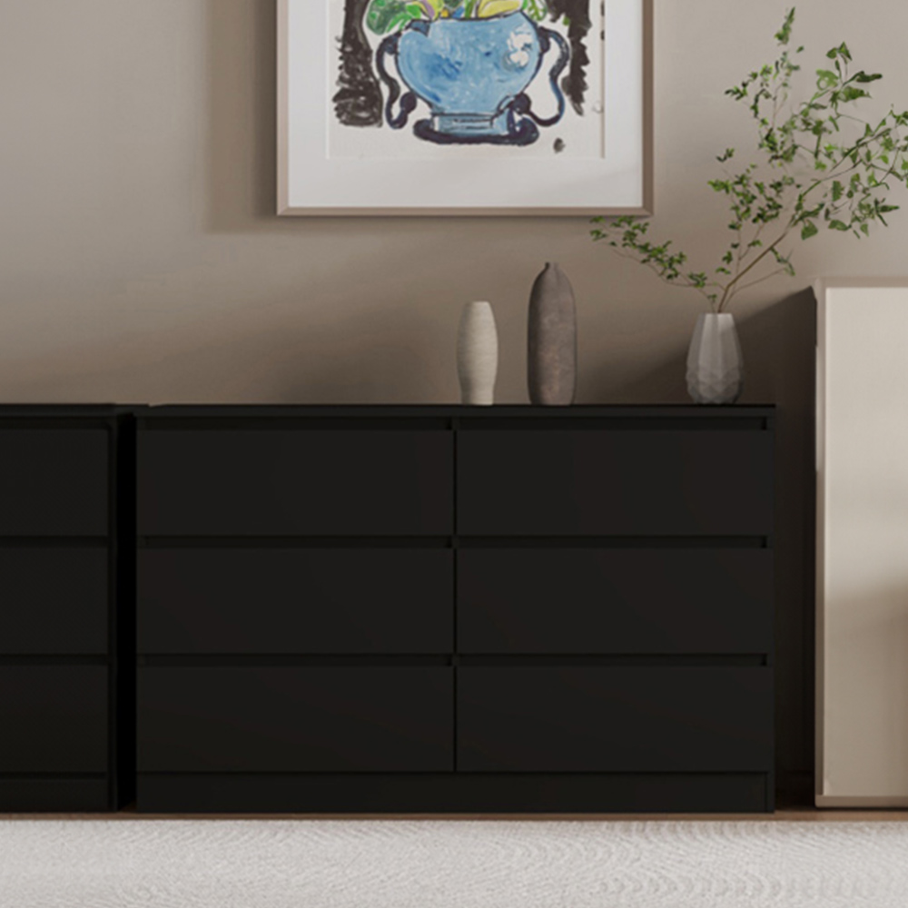 Seconique Malvern 6 Drawer Black Chest of Drawers Image 6