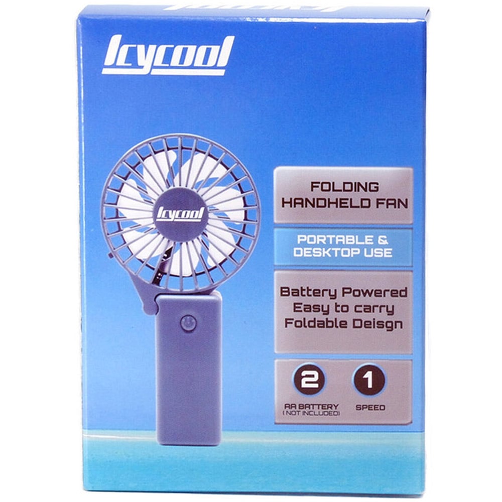 Icycool Blue Battery Powered Folding Handheld Fan Image 2