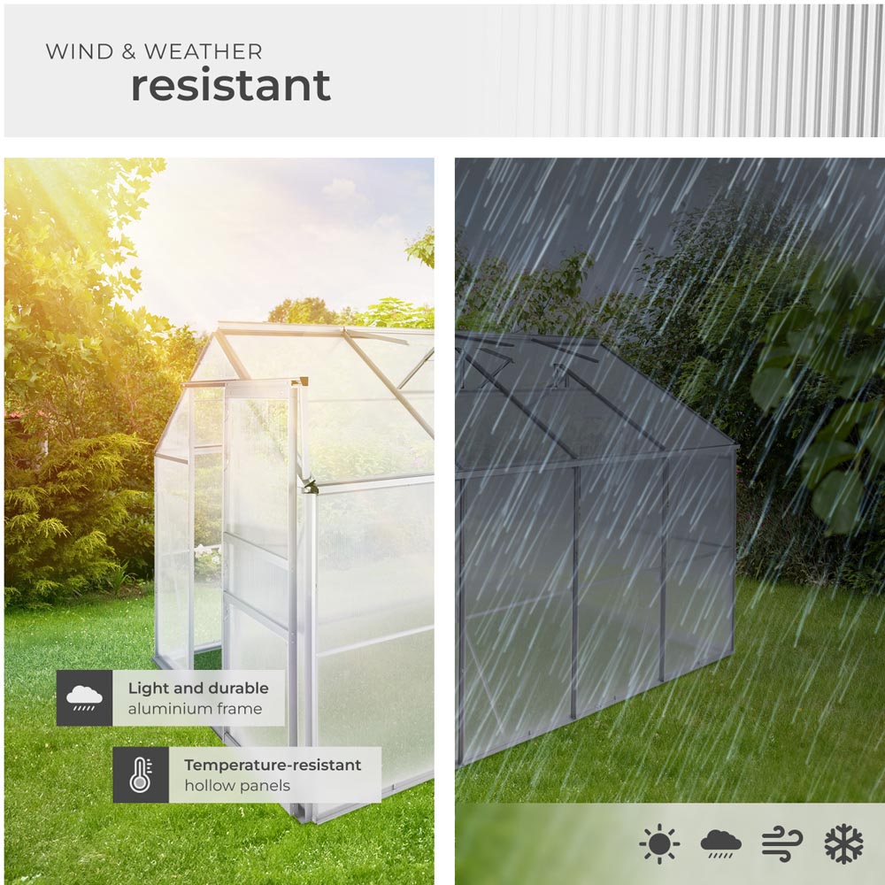 tectake Clear Aluminium 6 x 8.5ft Greenhouse Image 5