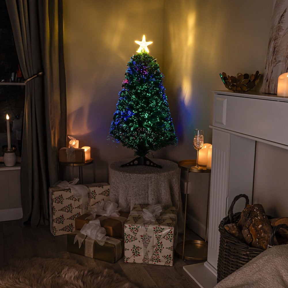 The Christmas Centre Warm White LED Green Pin Prick Fibre Optic Artificial Xmas Tree 2ft Image 2