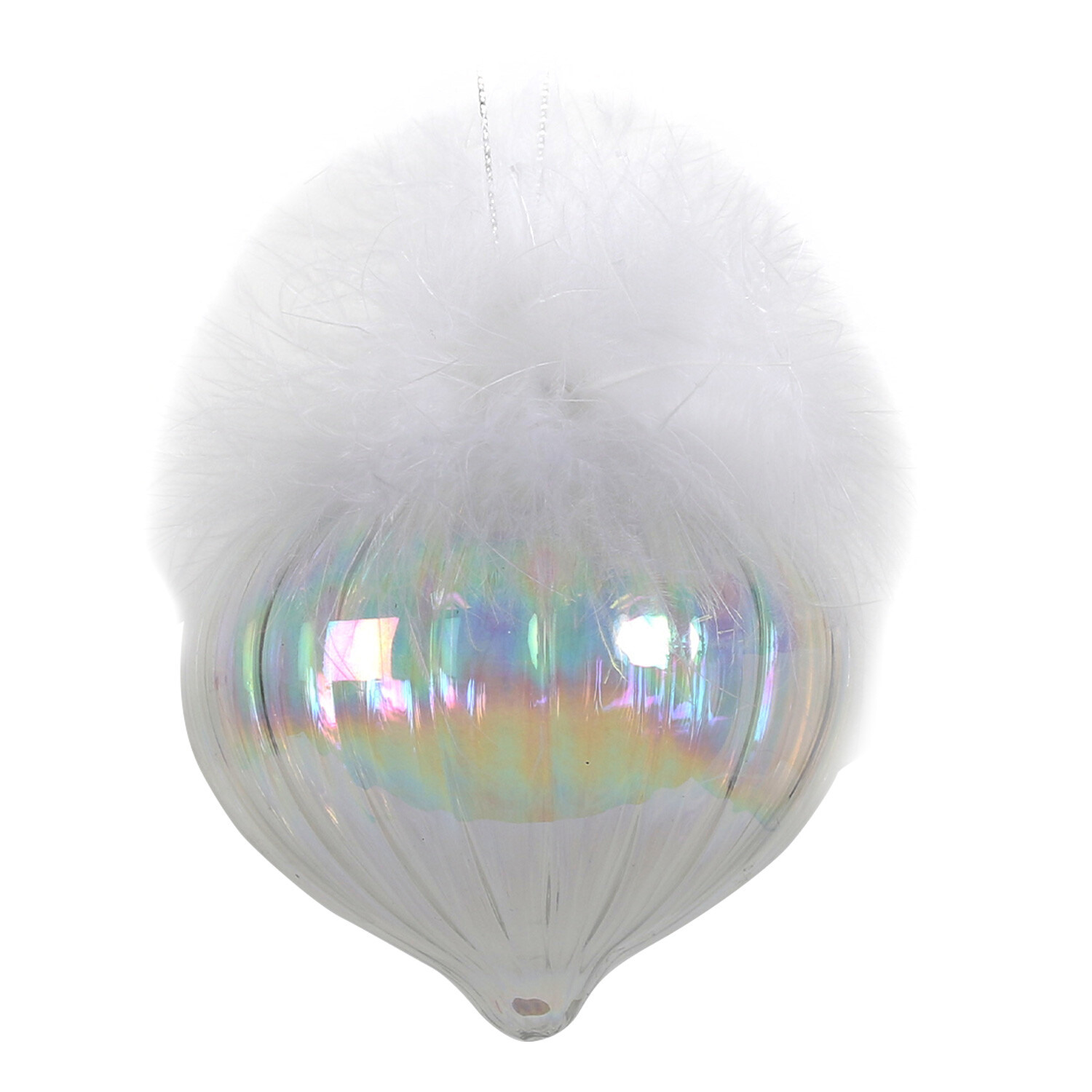 Feather Clear Glass Bauble - White Image 2