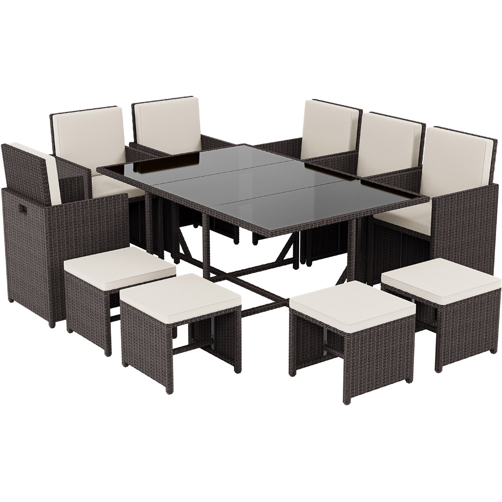 GARDEN VIDA Cuba Rattan Effect 10 Seater Garden Dining Set Brown Image 2