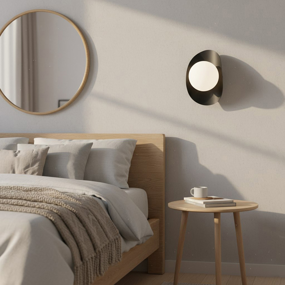 Emibig Fiero White Shade Black Wall Lamp Image 2