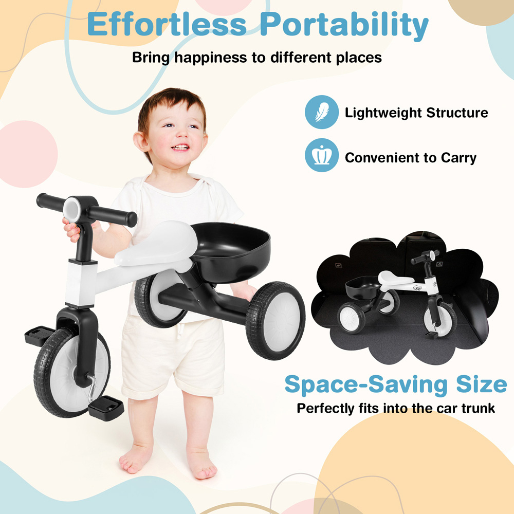Costway Kids White Convertible Tricycle Image 6