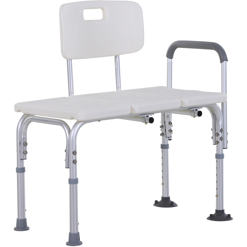 HOMCOM Height Adjustable Shower Chair with Suction Cup Feet Armrest and Backrest Image 1