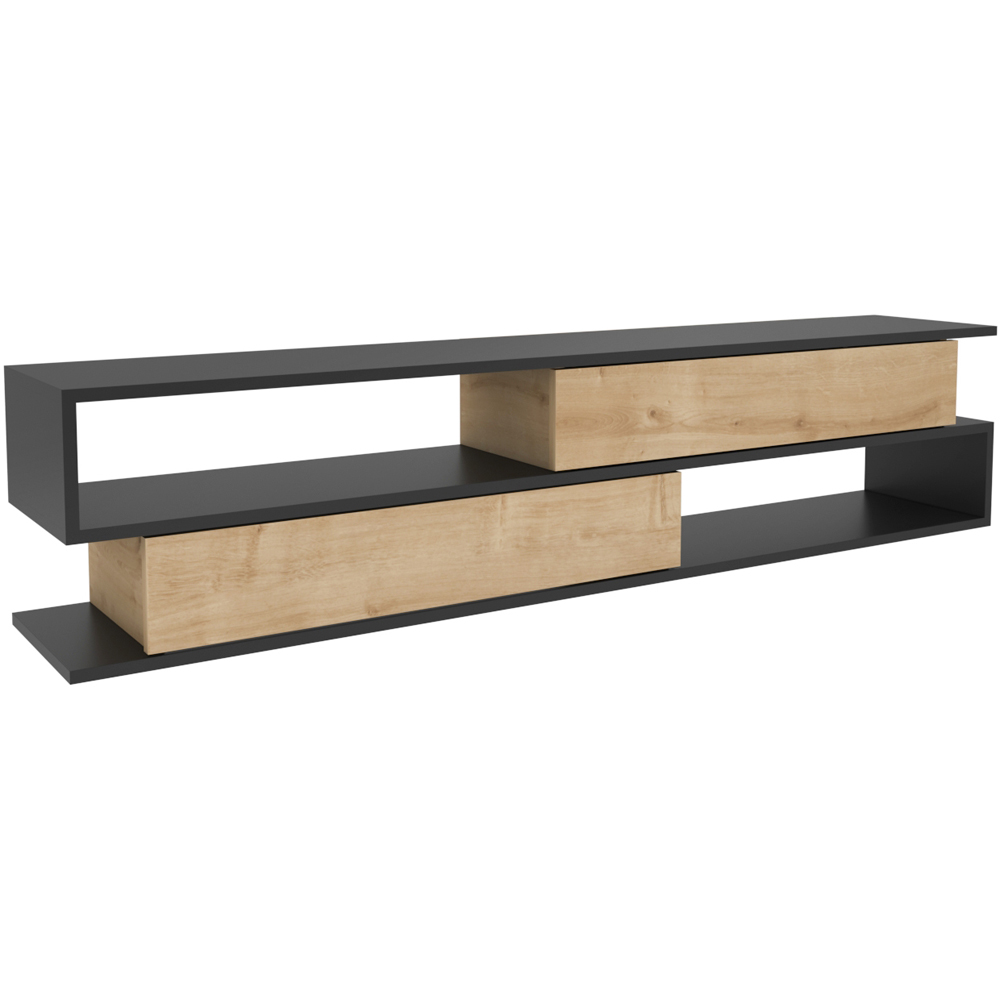 Decorotika Cortez 2 Shelf Anthracite and Oak TV Unit Image 2