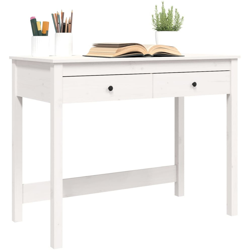 vidaXL 2 Drawer Computer Desk White Image 3
