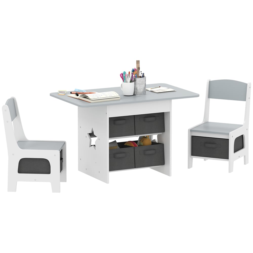 AIYAPLAY 6 Drawer Light Grey Kids Table and Chair Set Image 2