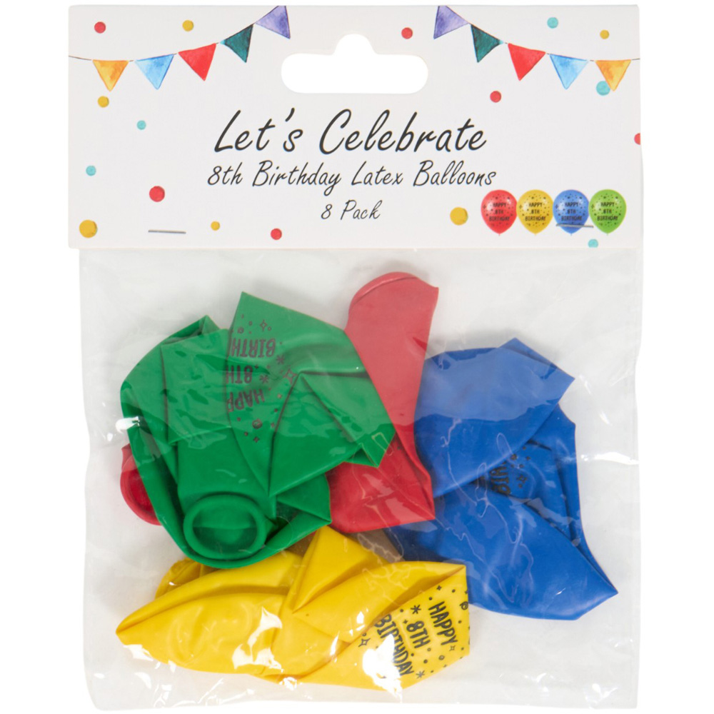My Party Pack of 8 Colourful Birthday Latex Balloons  - 8th Image 1