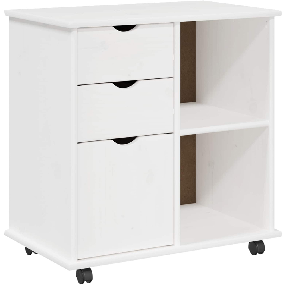vidaXL Single Door 2 Drawer 2 Shelf White Rolling Storage Cabinet Image 2