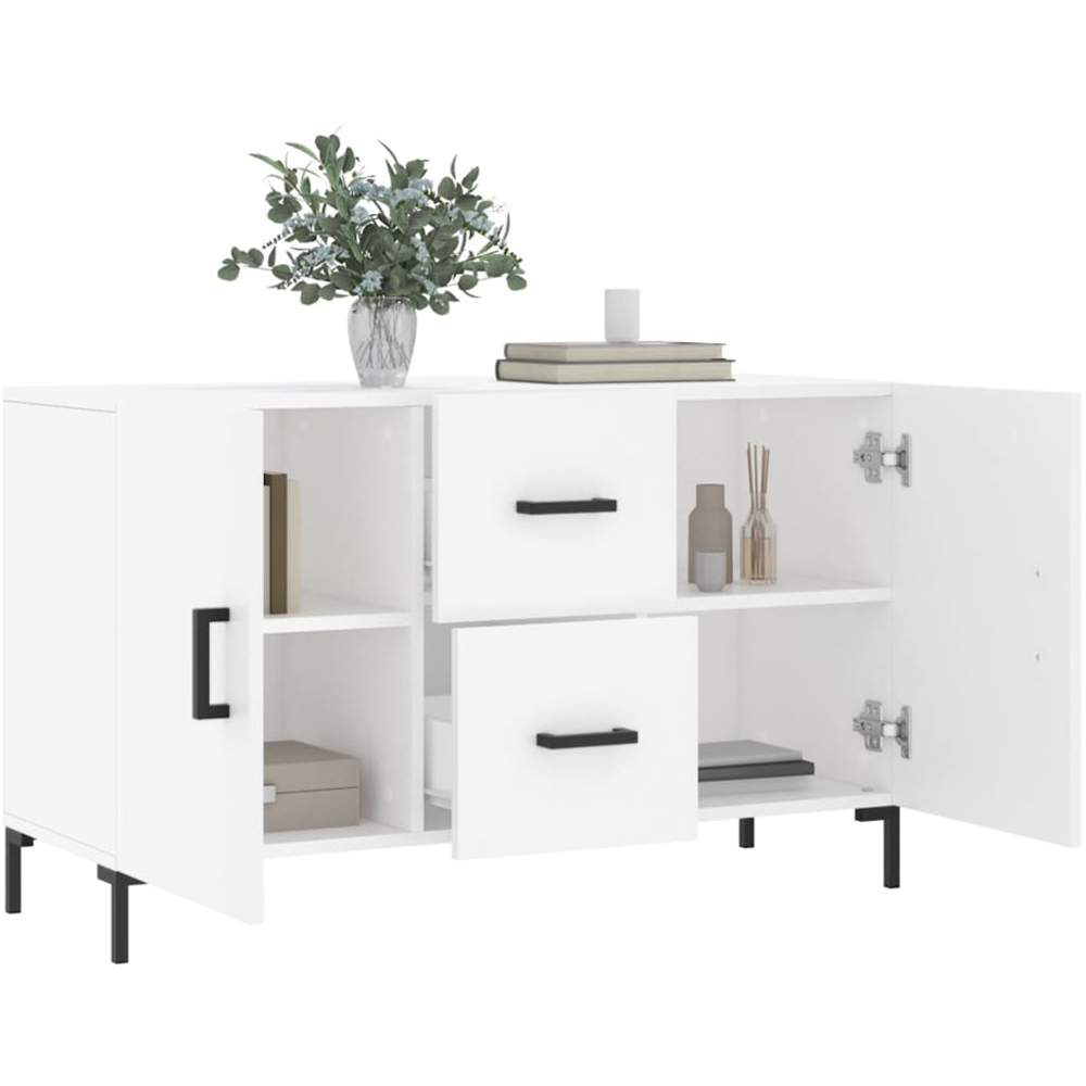 vidaXL 2 Door 2 Drawer White Sideboard Image 4